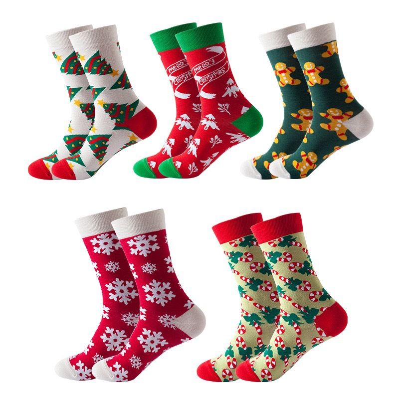Women's 5 pairs Floral Plaid Print Crew Socks Soft and skin friendly fabric, some stretch  to your friends and family