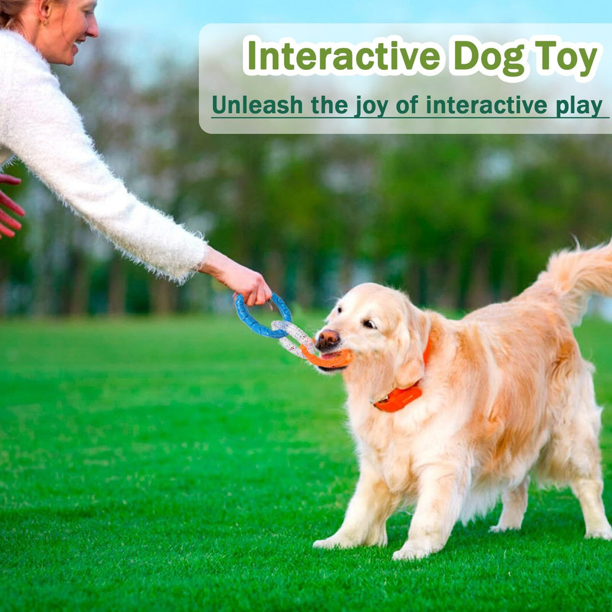 3-Ring Tug Dog Toy, Durable & Water Resistant Dog Chew Toy for Pets Training , Interactive Fetch Toy for Puppy (Orange & Blue)