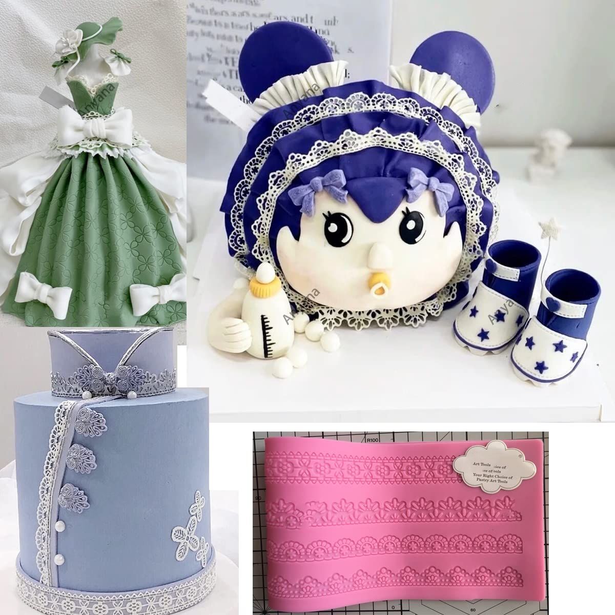 Embossing Mat Lace Band Silicone imprint impression Sugar Paste Mould Cake Decoration Tools Kitchen chocolate Sugar Paste
