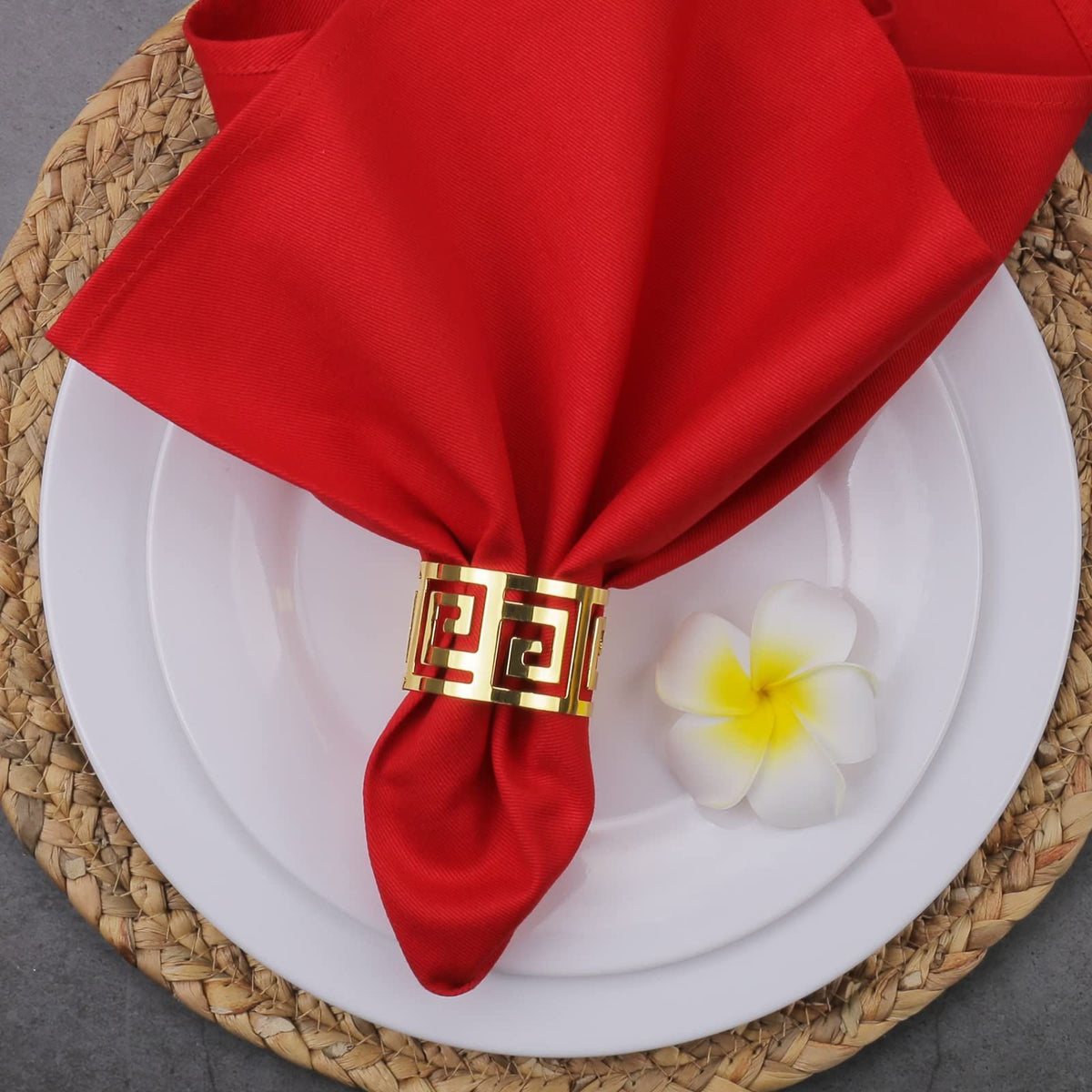 Gold napkin ring, circular napkin holder ring, loose for Valentine's Day, wedding, Christmas, birthday party, Thanksgiving
