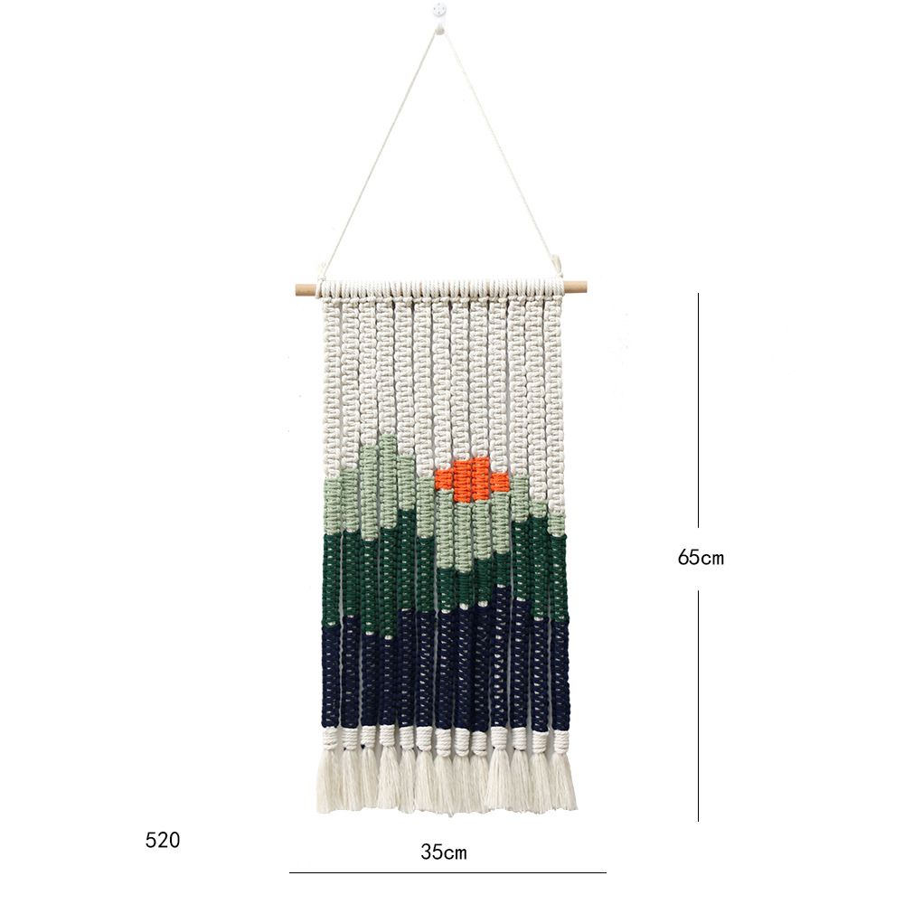 2pcs-Wall Hanging Tapestry Bohemian Hand-woven Tassels Tapestries Sun Mountain Landscape Boho Wall Art Decor