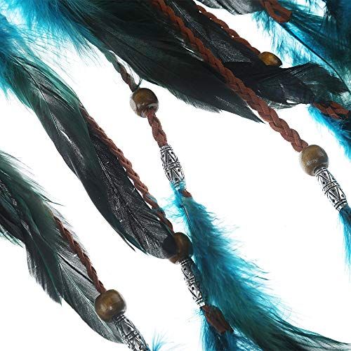 Boho Headdress Feather Headband Accessories Feather Elastic Gypsy Festival Headband Indian Fancy (Blue)