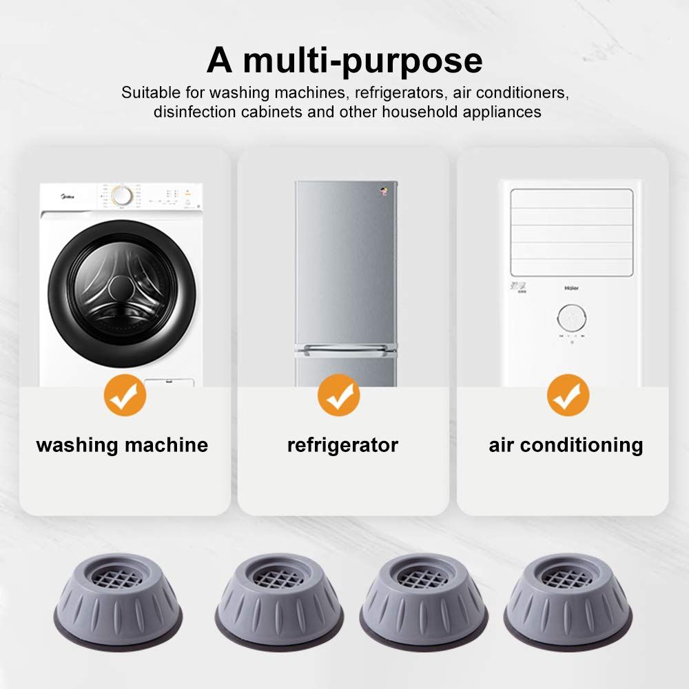 4 PCS Shock and Noise Cancelling Washing Machine Support, Noise Reducing Anti Slip Anti Vibration Rubber Anti-Walk Dryer Washer