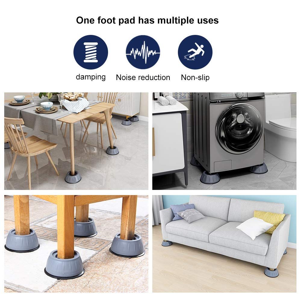 4 PCS Shock and Noise Cancelling Washing Machine Support, Noise Reducing Anti Slip Anti Vibration Rubber Anti-Walk Dryer Washer