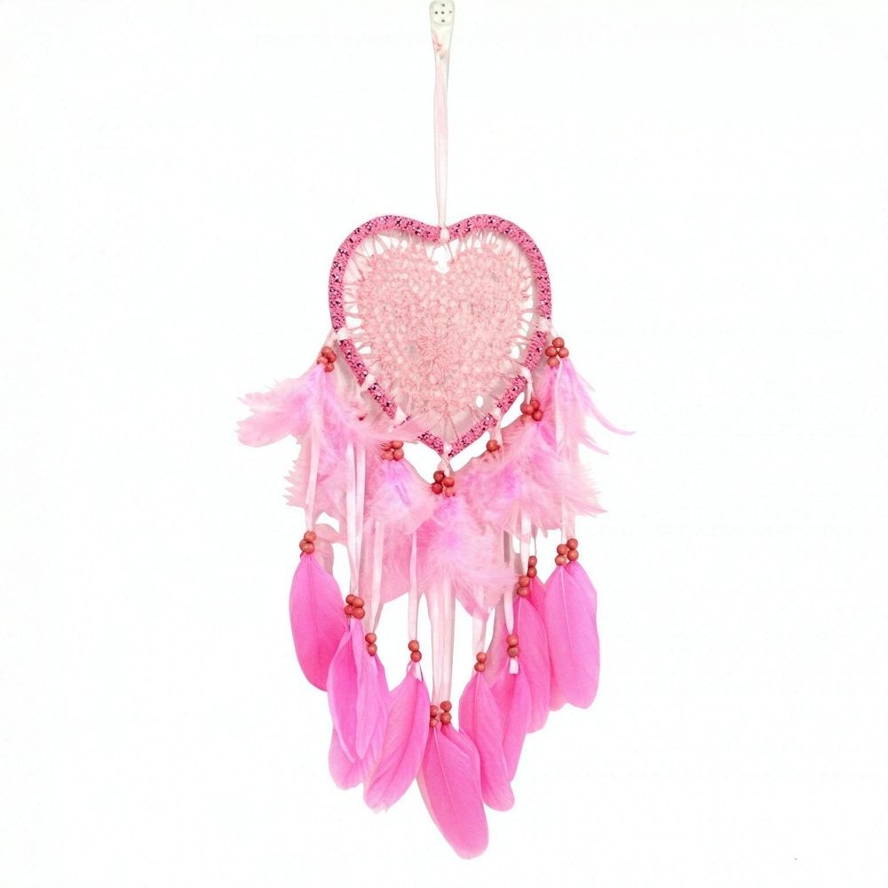 Christmas Lights，Fashion Handmade LED Light Dream Catcher with Feather Love Heart Dream Catcher Night Light Home Bedside