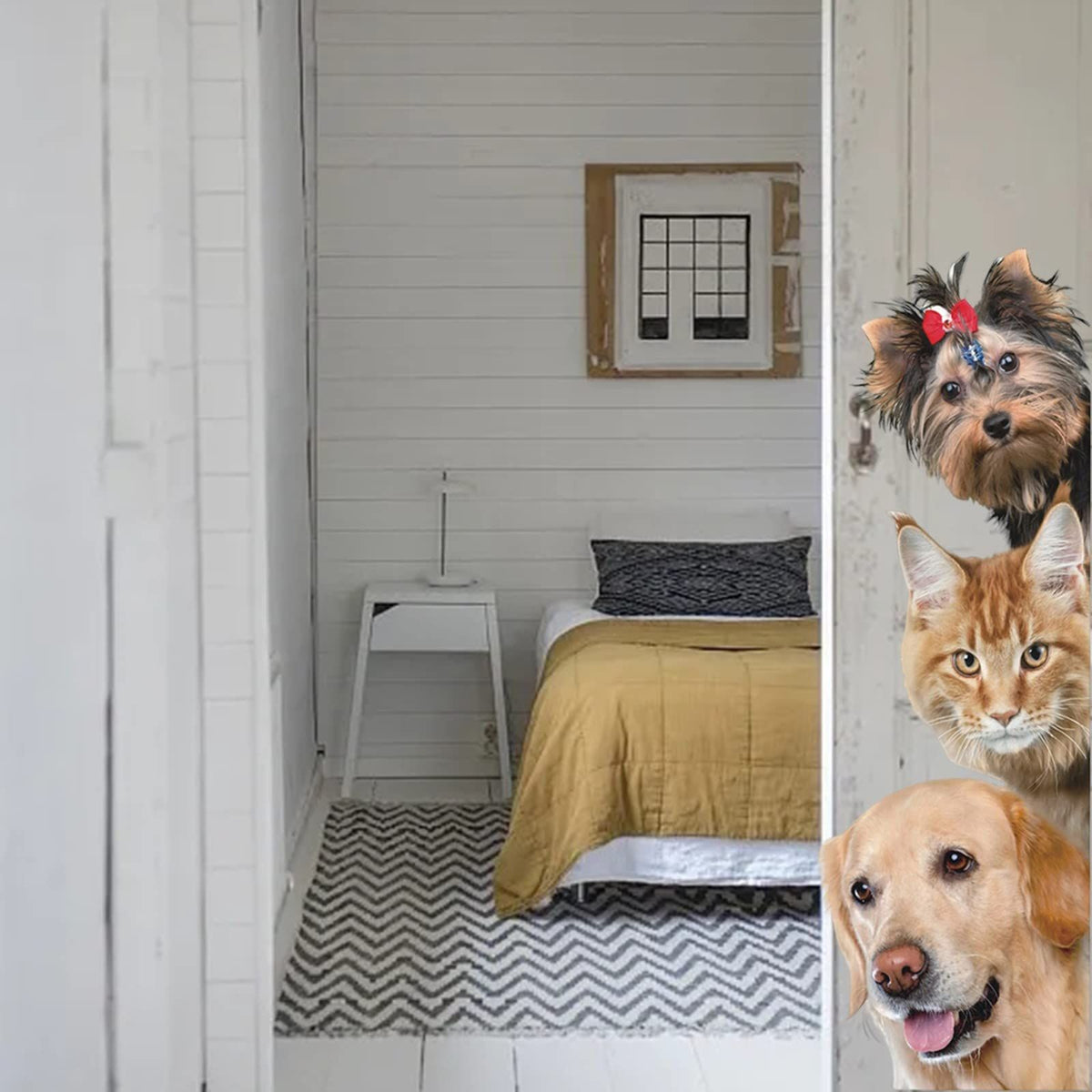 3D Simulation Kitty Dog Wall Stickers Living Room Bedroom Entrance Corner Decorative Stickers Creative Water Proof Wall Paper