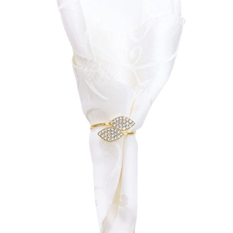 Napkin Rings 12 Pieces of Golden Two Leaf Clover Shaped Napkin Buttons for Wedding Hotel Table Napkin Rings Gold