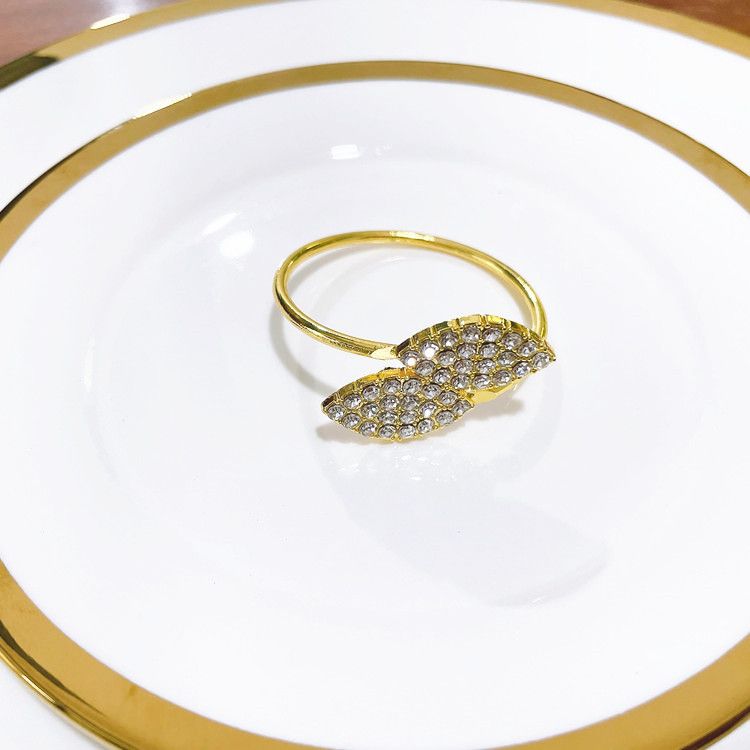 Napkin Rings 12 Pieces of Golden Two Leaf Clover Shaped Napkin Buttons for Wedding Hotel Table Napkin Rings Gold
