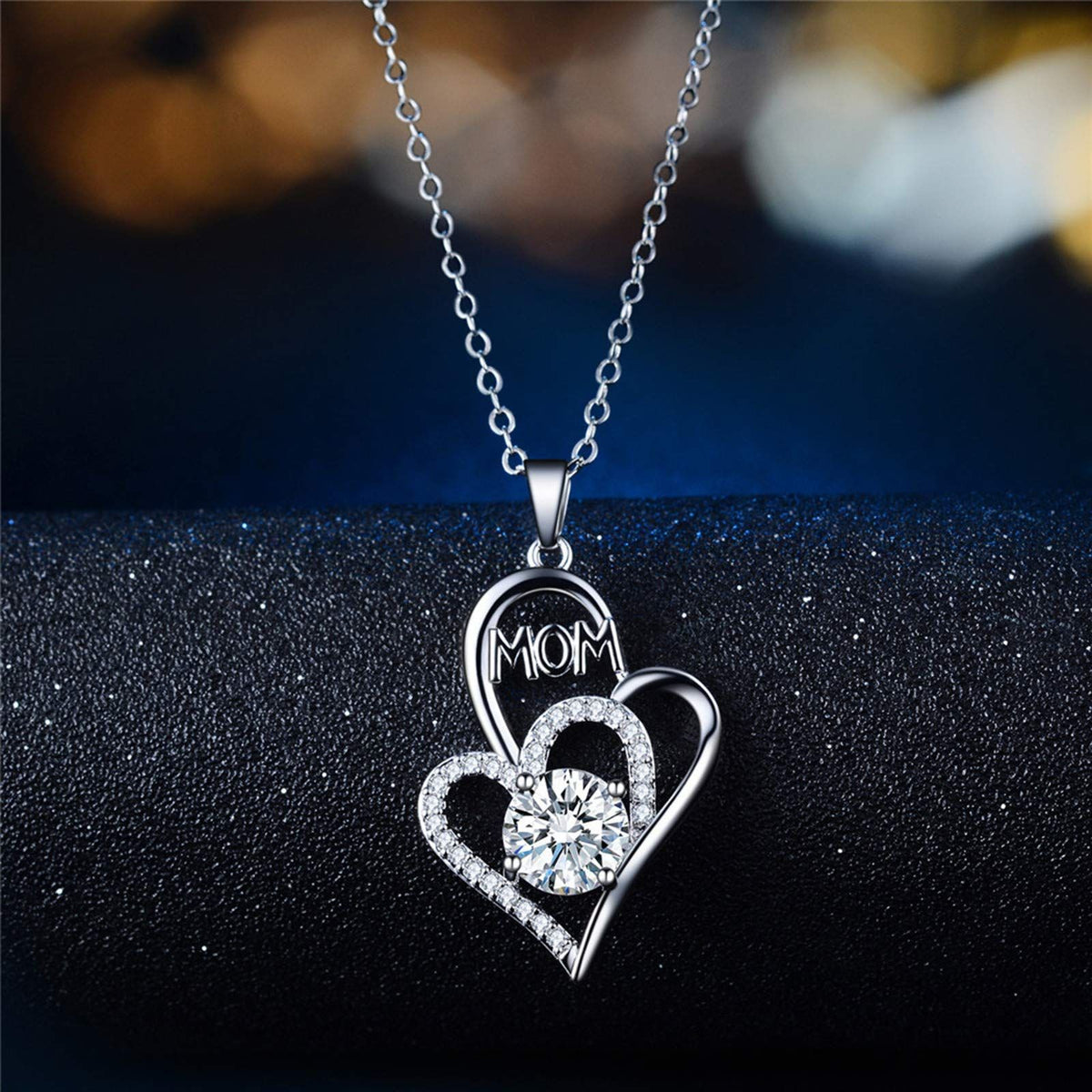 Crytal Necklace,  Heart  Blue Crytal Necklace for Mom Birthday Gifts from Daughter, Mothers Day Gifts
