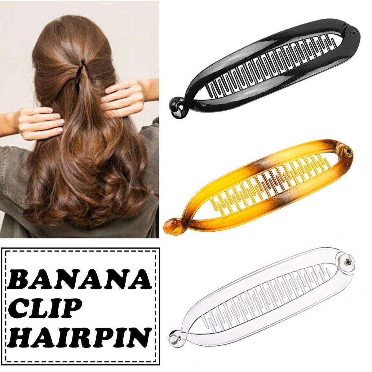 6pes Banana Hair Clip, Made of Plastic and Resin, Banana Hair Clip Fish Tail Hair Clip Set, Fashionable, Simple, Convenient