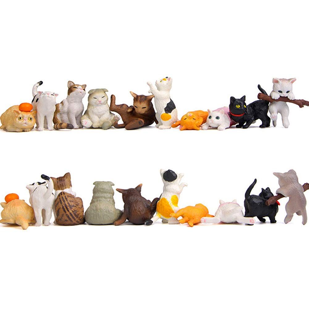 10 Pcs Miniature Cat Figurines Character Toy Cake Toppers, Mini Cat Animal Figures Collection Playset Desk Decoration
