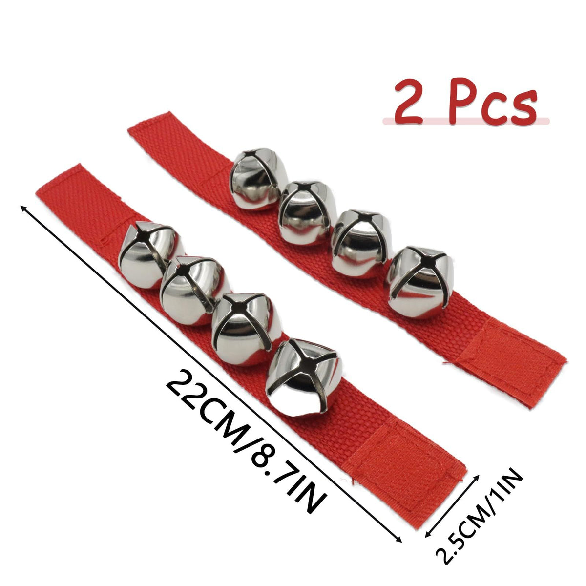 Wrist Bells Set of 2, Red Jingle Bells Instrument, Adjustable Ankle Percussion Musical for Kids, Party Favors, Christmas Decor