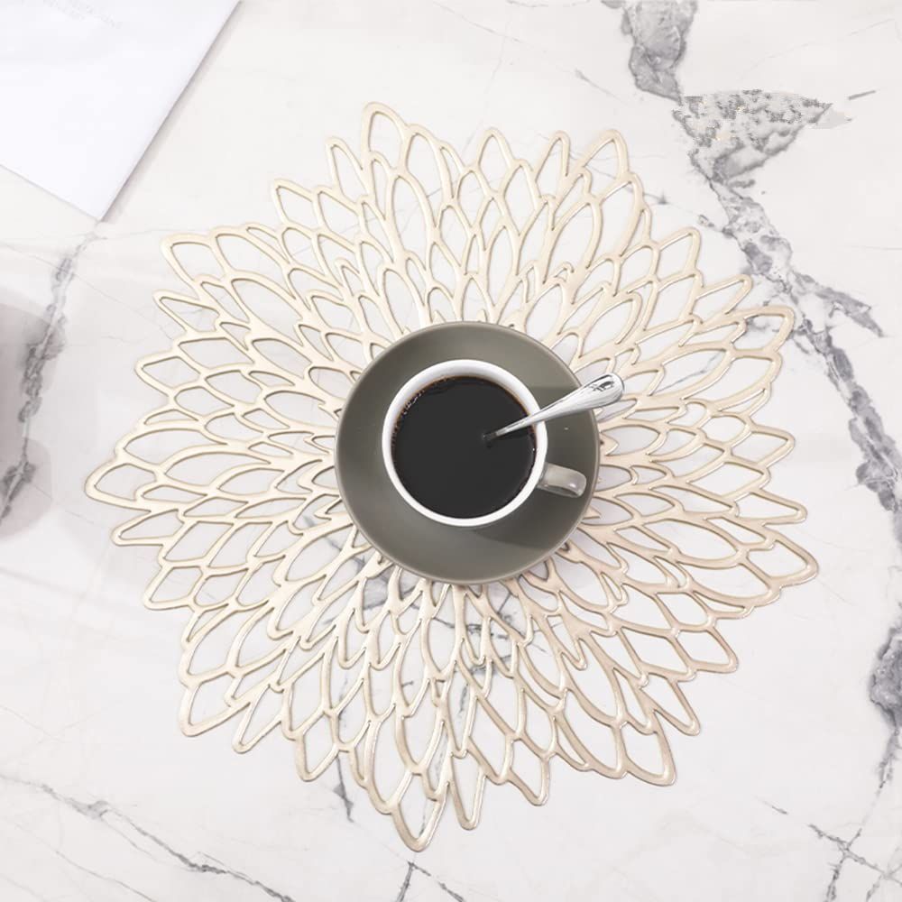 Placemats 3.9inch Pressed Vinyl Round Table Mates for Dining Washable and Wipeable Kitchen Place Mat for Holiday