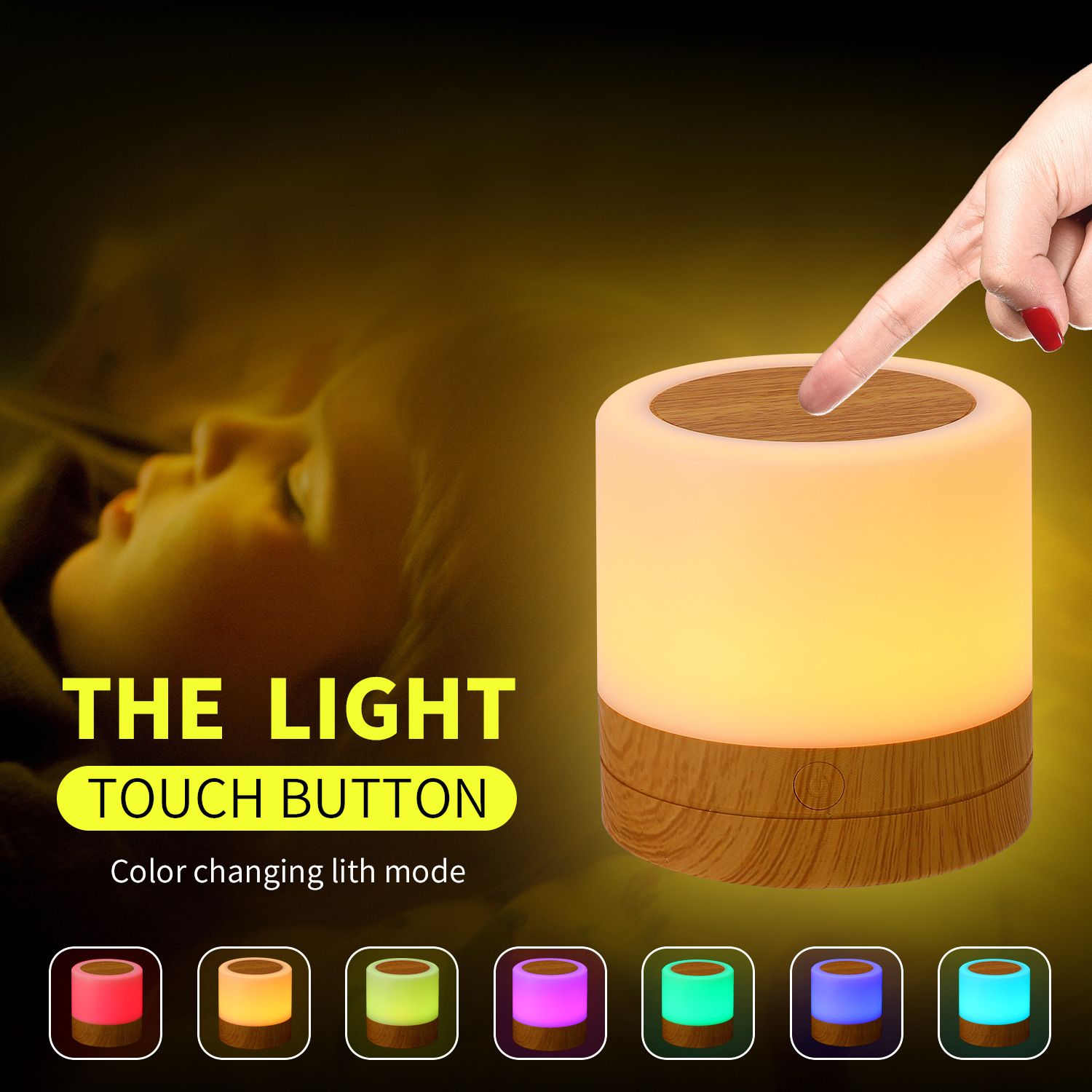 Night Light, Rechargeable Bedside Touch Lamp, Dimmable Mini Night Light with Warm Light & Color Changing , RemoteControl Included