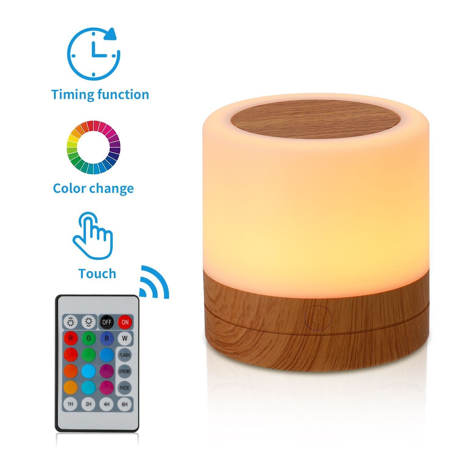 Night Light, Rechargeable Bedside Touch Lamp, Dimmable Mini Night Light with Warm Light & Color Changing , RemoteControl Included