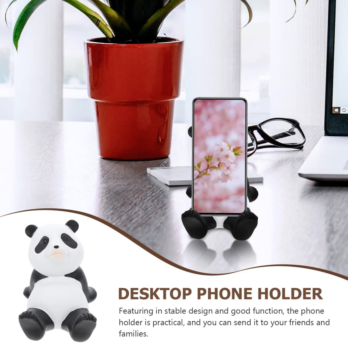 Phone Stand Desk Accessories Resin Panda Figurines Home Decor Decorative Tabletop Ornaments Cute Phone Holder