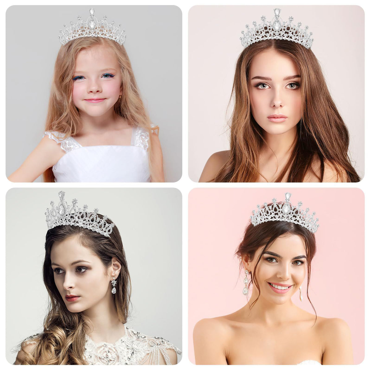 Crowns for Women, Silver Princess Crown, Crystal Crown for Bridal, Wedding, Pageant, Birthday, Party