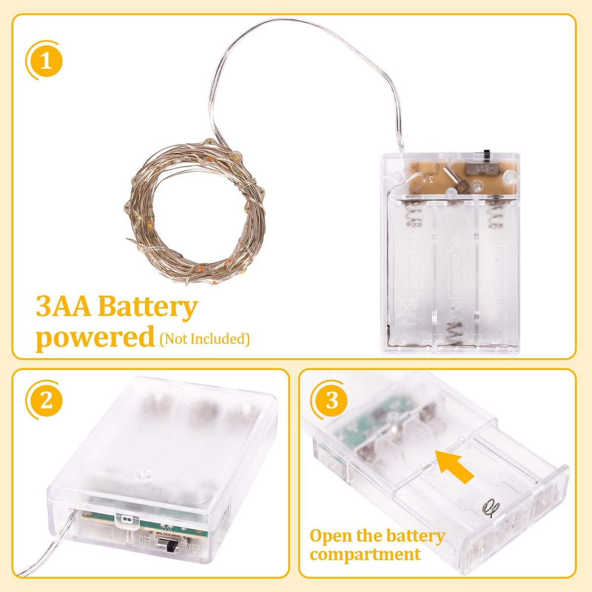 LED Fairy Light USB Powered String Light Waterproof Copper Wire 16 feet 50 LED Firefly Star Moon Light DIY Wedding Party