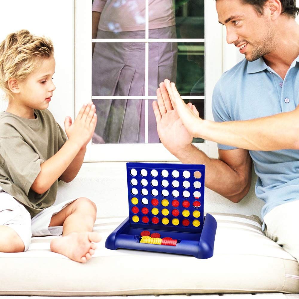 Board Games, Four in a Row Game, Travel Size Line Up 4, Classic Family Toy for Kids and Family for Fun