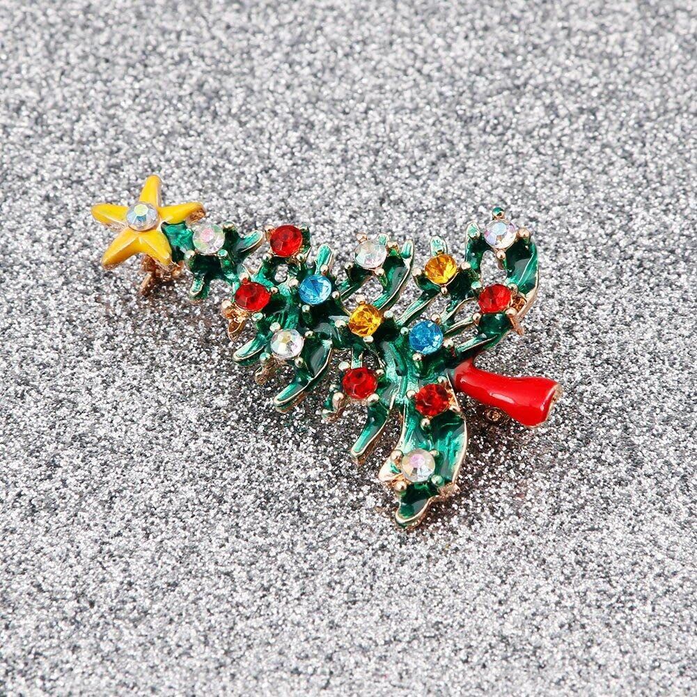 Women Vintage Christmas Tree Brooch Pin Rhinestone Jewelry Gift| Fashion in practical eye-catching luxury and high intensity.