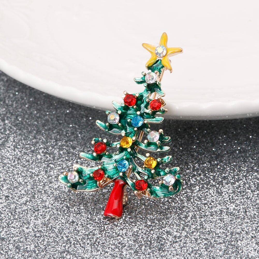 Women Vintage Christmas Tree Brooch Pin Rhinestone Jewelry Gift| Fashion in practical eye-catching luxury and high intensity.