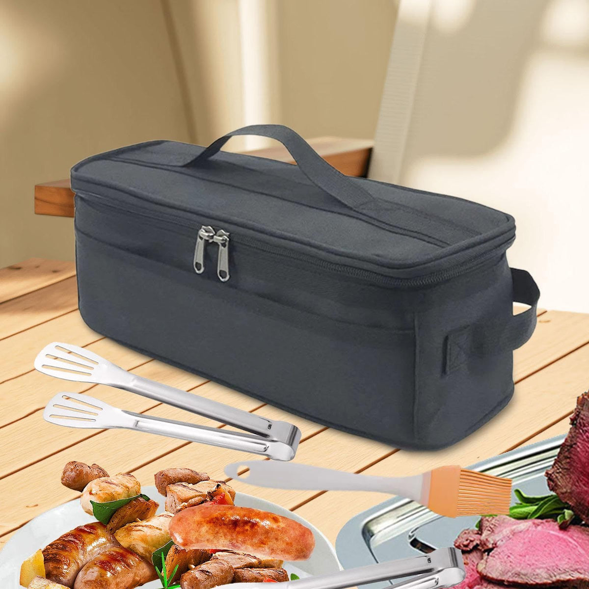 Cookware Storage Bag Cutlery Storage Case Container Case Camping Cooker Storage Bag Camping Carry Bag for Travel Hiking, black