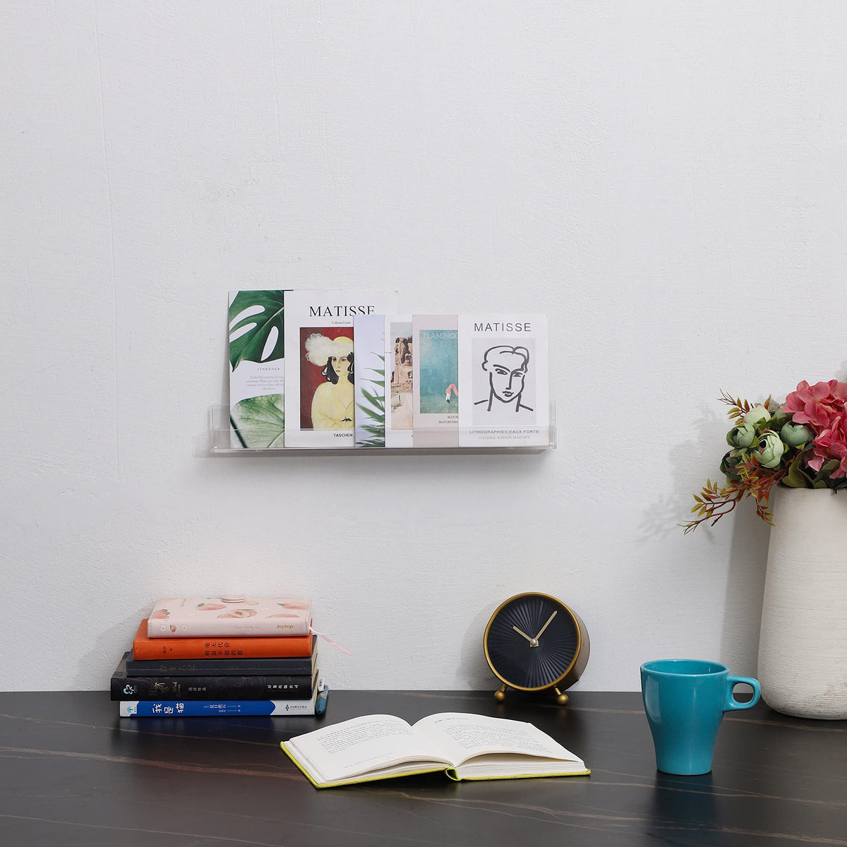 acrylic 4 Pack Acrylic Clear Floating Bookshelf for Kids Room,15" Invisible Wall Mounted Hanging Book Shelves