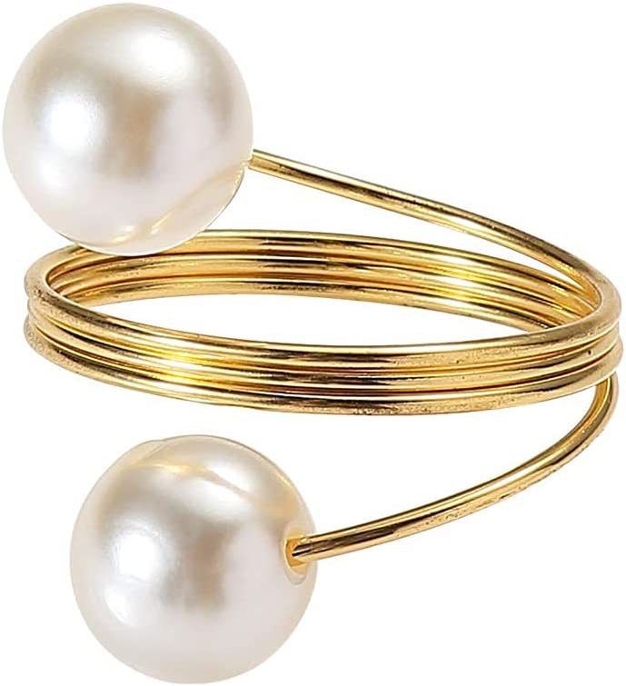 Napkin Buckle,12 Pcs Pearl Napkin Buckle Hoop Napkin Rings Circle Serviette Holder for Wedding Hotel Supplies Table Decoration