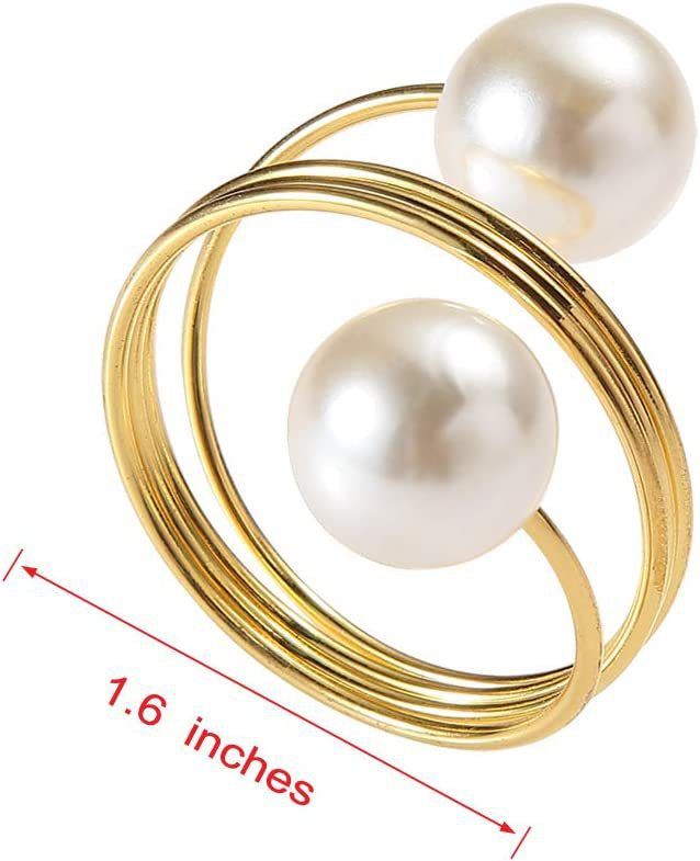Napkin Buckle,12 Pcs Pearl Napkin Buckle Hoop Napkin Rings Circle Serviette Holder for Wedding Hotel Supplies Table Decoration