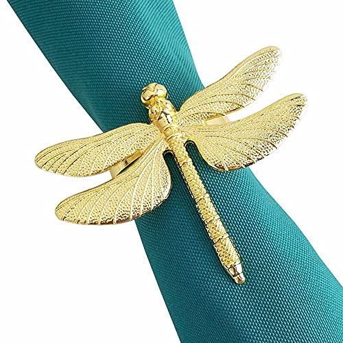 2PCS Dragonfly Napkin Ring Gold DIY Hotel Wedding Banquet Table Display Metal Napkin Buckle （Gold /Silver）
