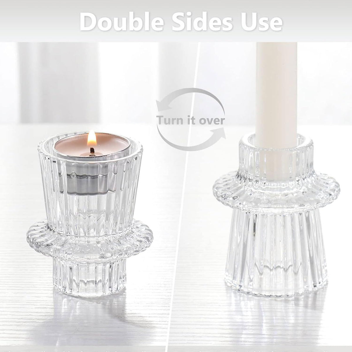 3pcs，Glass candle holder tea lamp candle holder, suitable for dining table center, wedding decoration, and dinner parties