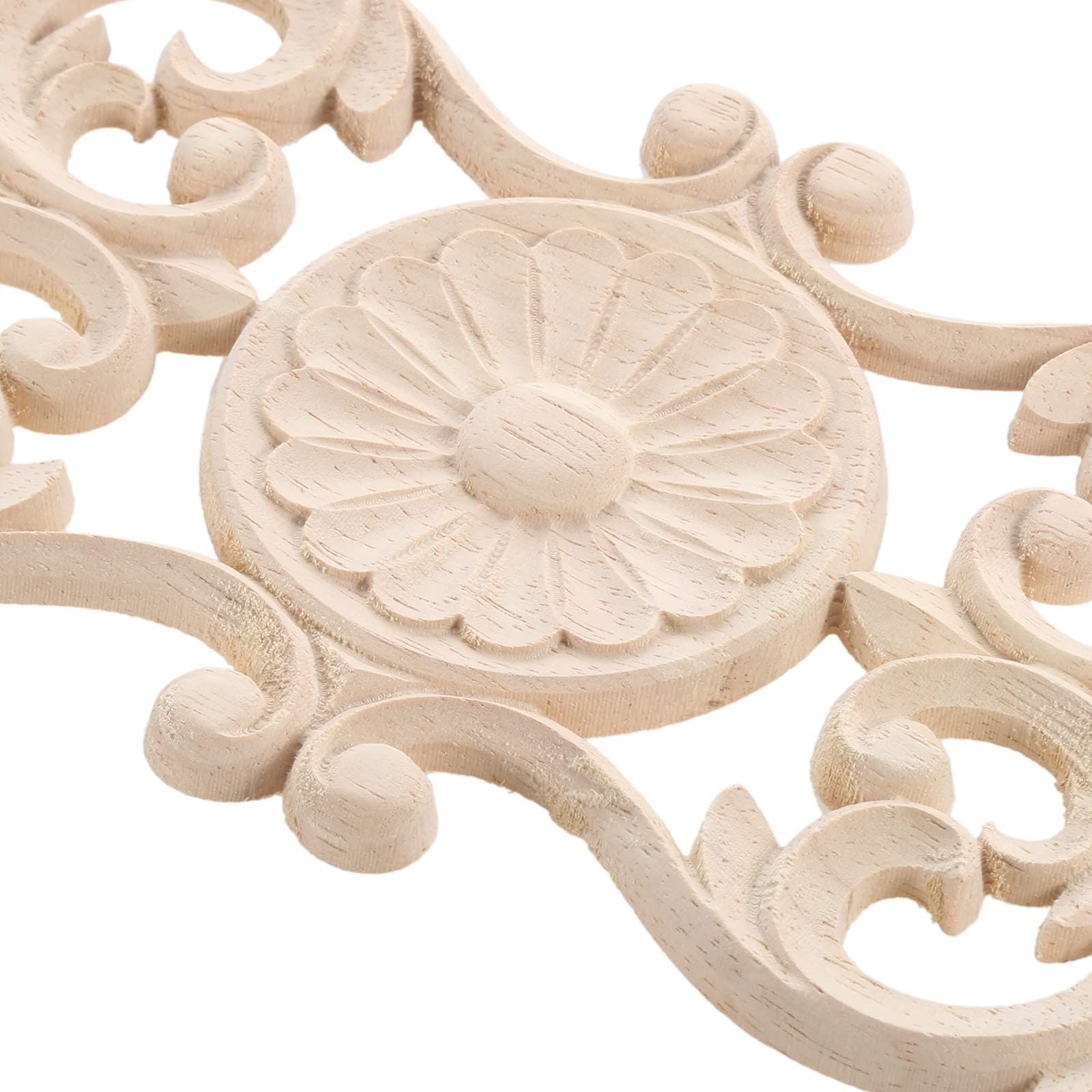 Long Wooden Carved Overlays Furniture Center Carvings Decals for Cabinet Closet Door Wall Dresser DIY Crafts Project
