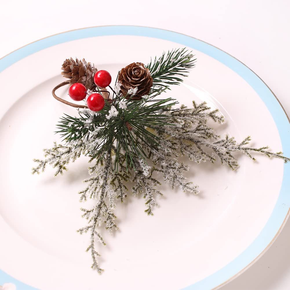 2pcs Napkin Ring, Elegant Christmas Napkin Ring Rack Table Accessories Cedar Fruit Napkin Ring Tableware Buckle Decoration