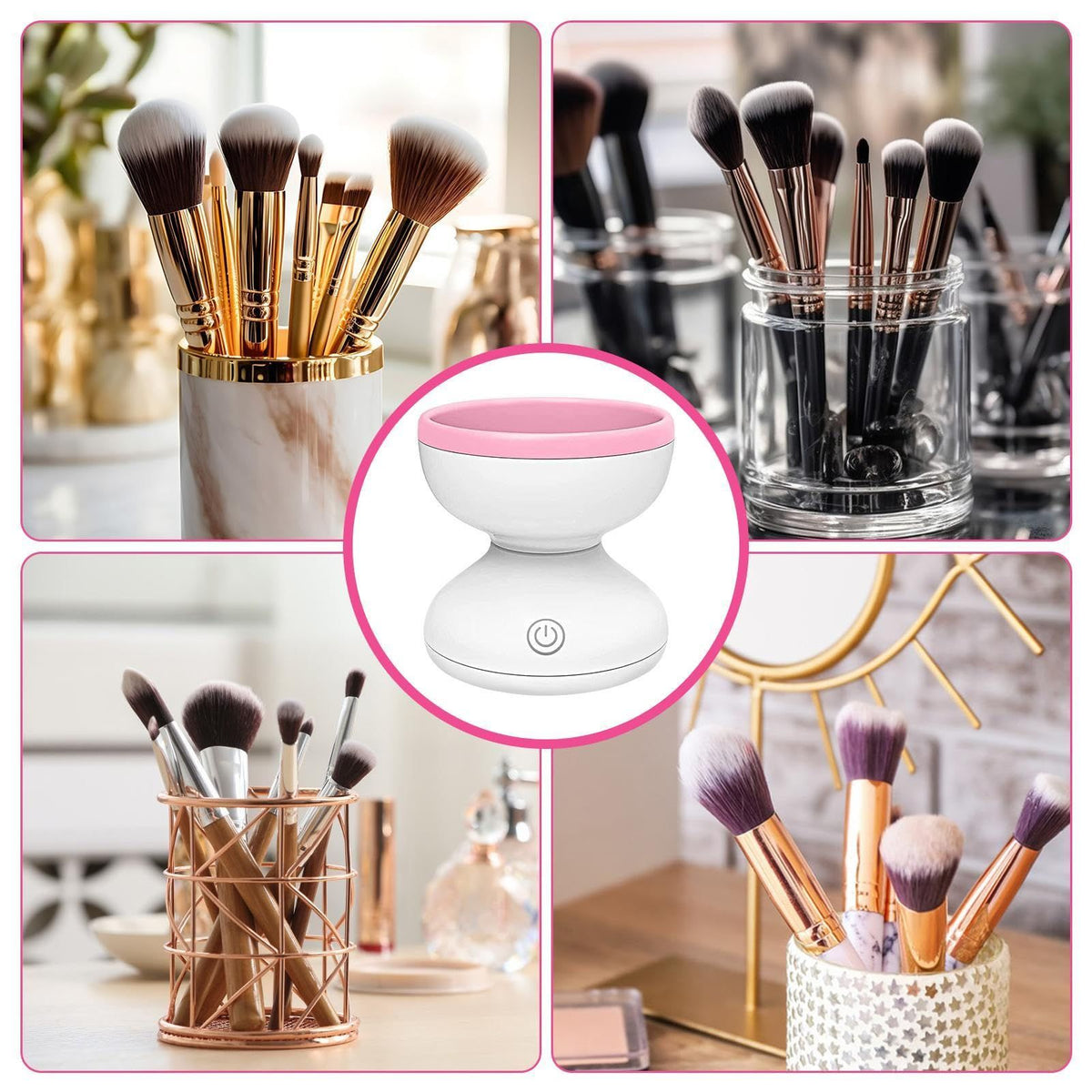 Makeup Brush Cleaner - Electric Automatic Makeup Cleaner Machine, Portable Cosmetic Brush Cleaner | Rechargeable Colorful Makeup