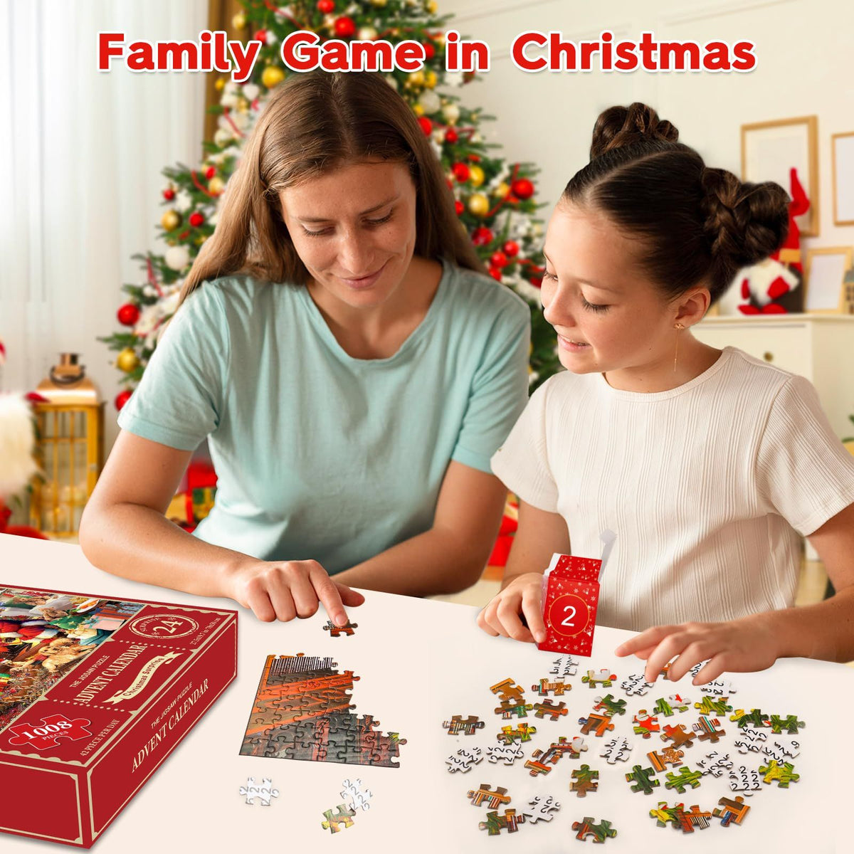Christmas Holiday Advent Calendar, Puzzle Retro Educational Toys, Winter Holiday Puzzle Christmas Surprise Gift for Kids and Adults