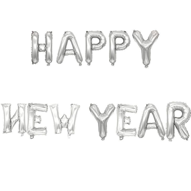New Year's Eve Party Decoration, Happy New Year Balloon Banner, 16 Inch Foil Balloons for New Year, New Years Eve Party