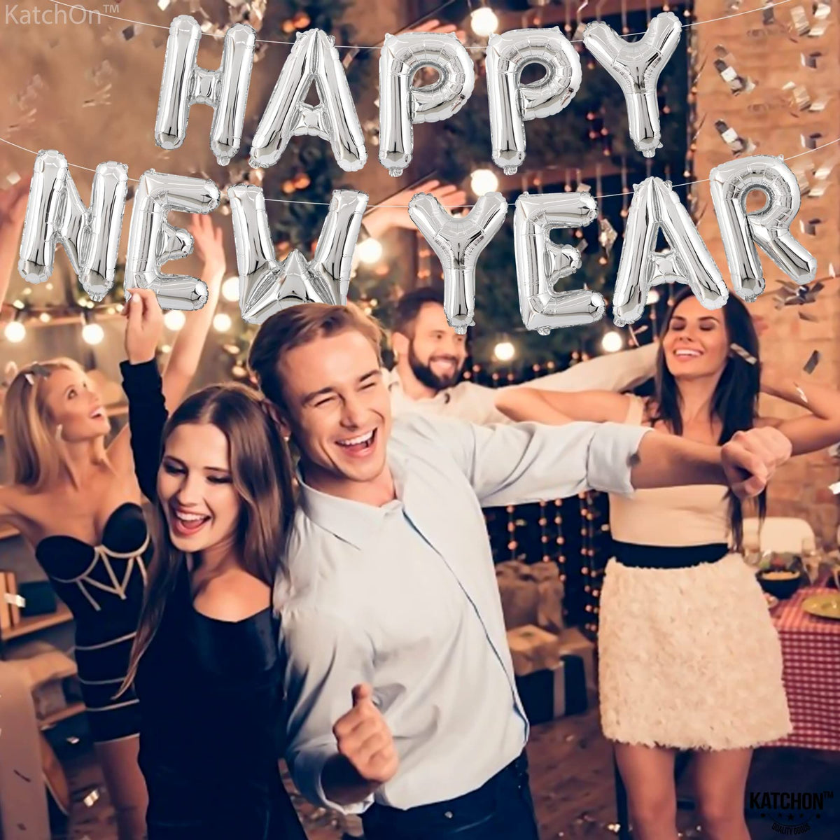 New Year's Eve Party Decoration, Happy New Year Balloon Banner, 16 Inch Foil Balloons for New Year, New Years Eve Party