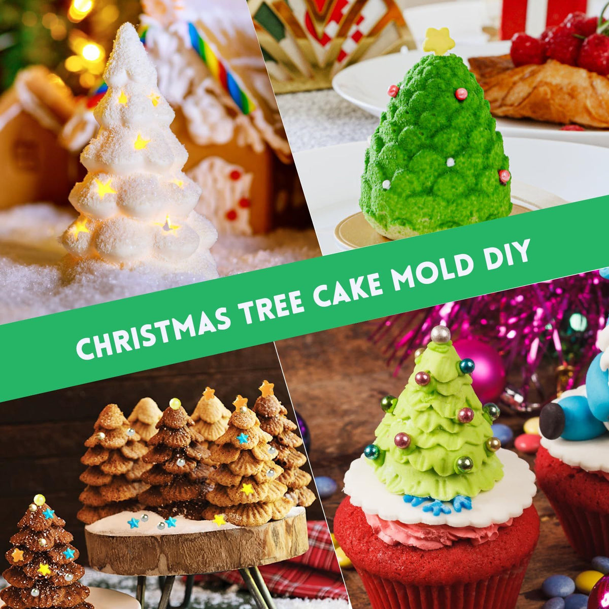 3D Christmas Tree Baking Mould cake pan silicone mold,5 cavities christmas tree for bread, mousse cake,muffins,ice cubes