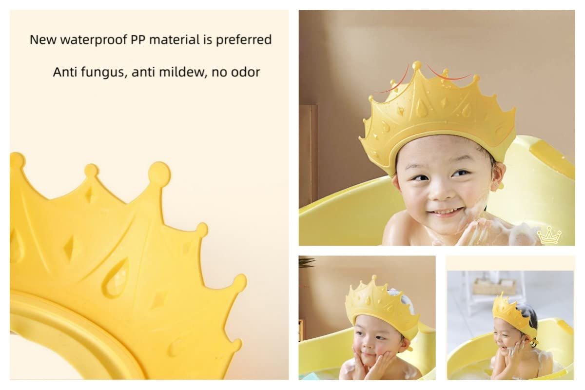 Shower Cap Waterproof Shampoo hat for Children Toddler Girls Boys Protect Ears Eyes，Adjustable Silicone Hair Washing Visor