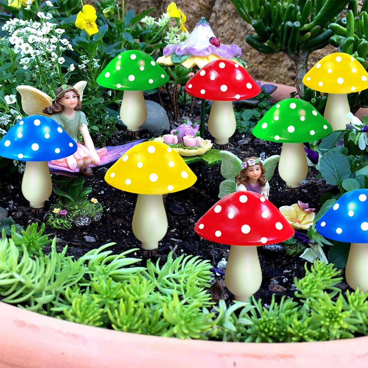 8-Pack Solar Mushroom Lights for Garden Decor, 8 Modes Waterproof Outdoor Multi-Colored Mushroom LED Fairy Lamp for Christmas