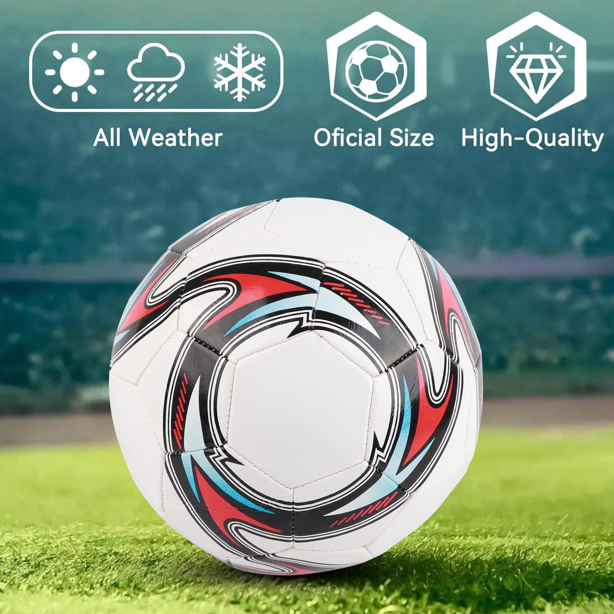 （white）Soccer Ball, Standard Size 5 Soccer Ball Leakproof Campus Football Wear Resistant for Outside Sport Game Training Competition