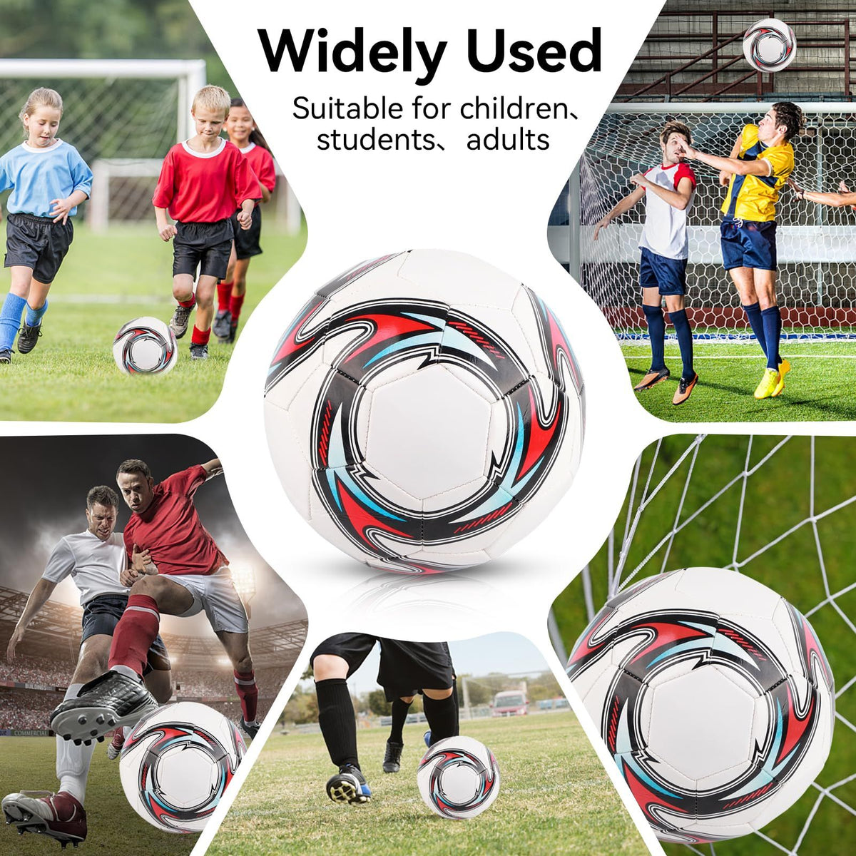（white）Soccer Ball, Standard Size 5 Soccer Ball Leakproof Campus Football Wear Resistant for Outside Sport Game Training Competition
