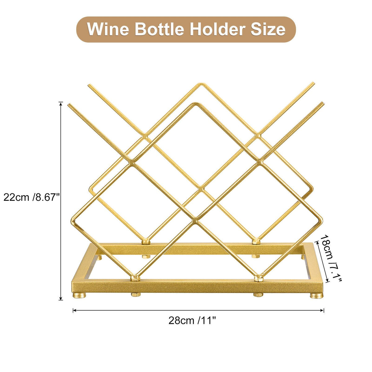 Wine Rack Countertop -5 Bottle Freestanding Modern Gold Metal Small Wine Rack Tabletop Wine Bottle Holder Stand for Cabinet Pantry