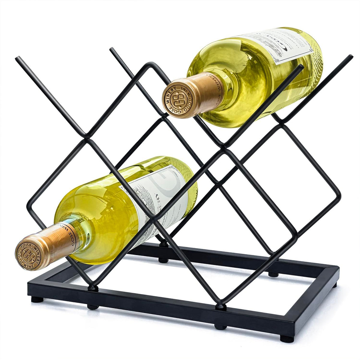 Racks Countertop(5 Bottle Capacity),Metal Wine Bottle Holder Modern Black for Home Kitchen Bar,Tabletop Wine Rack for Wine Bottle