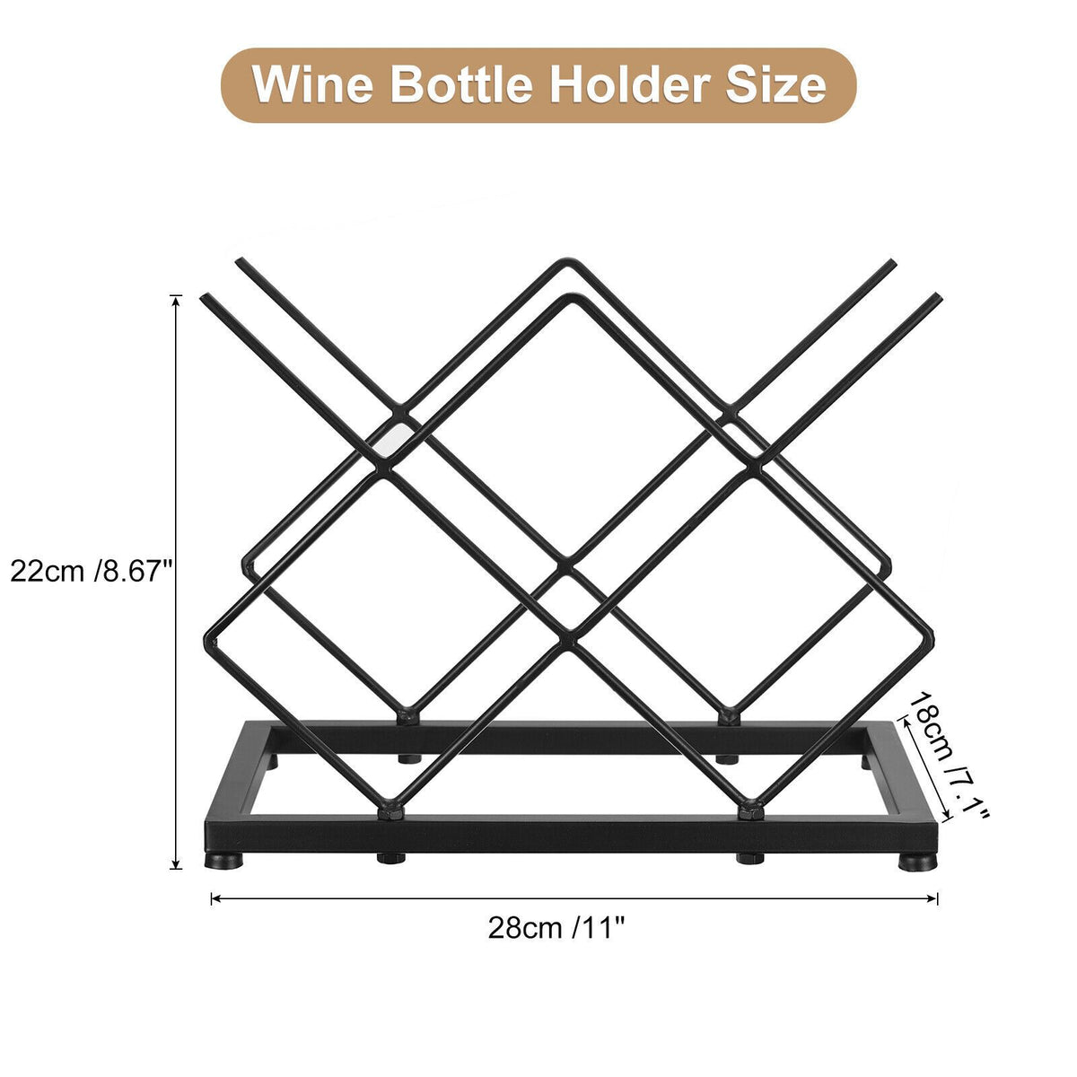 Racks Countertop(5 Bottle Capacity),Metal Wine Bottle Holder Modern Black for Home Kitchen Bar,Tabletop Wine Rack for Wine Bottle