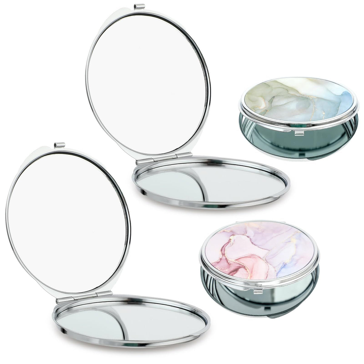 Portable Folding Handheld Vanity Mirror Aesthetic Double-Sided Plane Mirror for Travel Home Office Women Purse Handbag Wallet