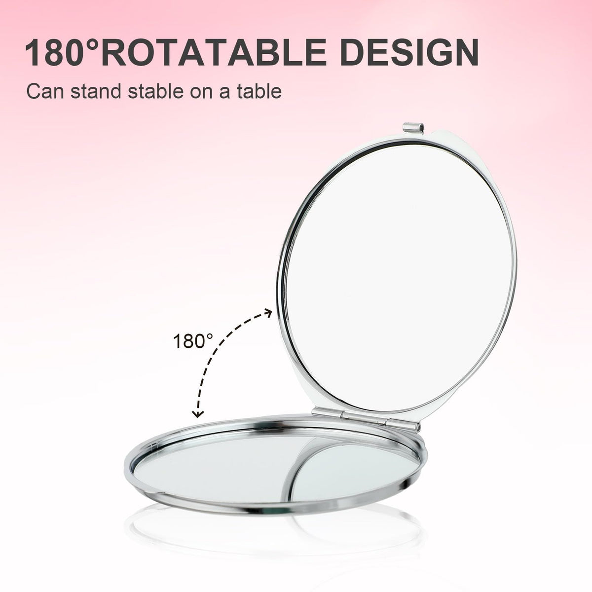 Portable Folding Handheld Vanity Mirror Aesthetic Double-Sided Plane Mirror for Travel Home Office Women Purse Handbag Wallet