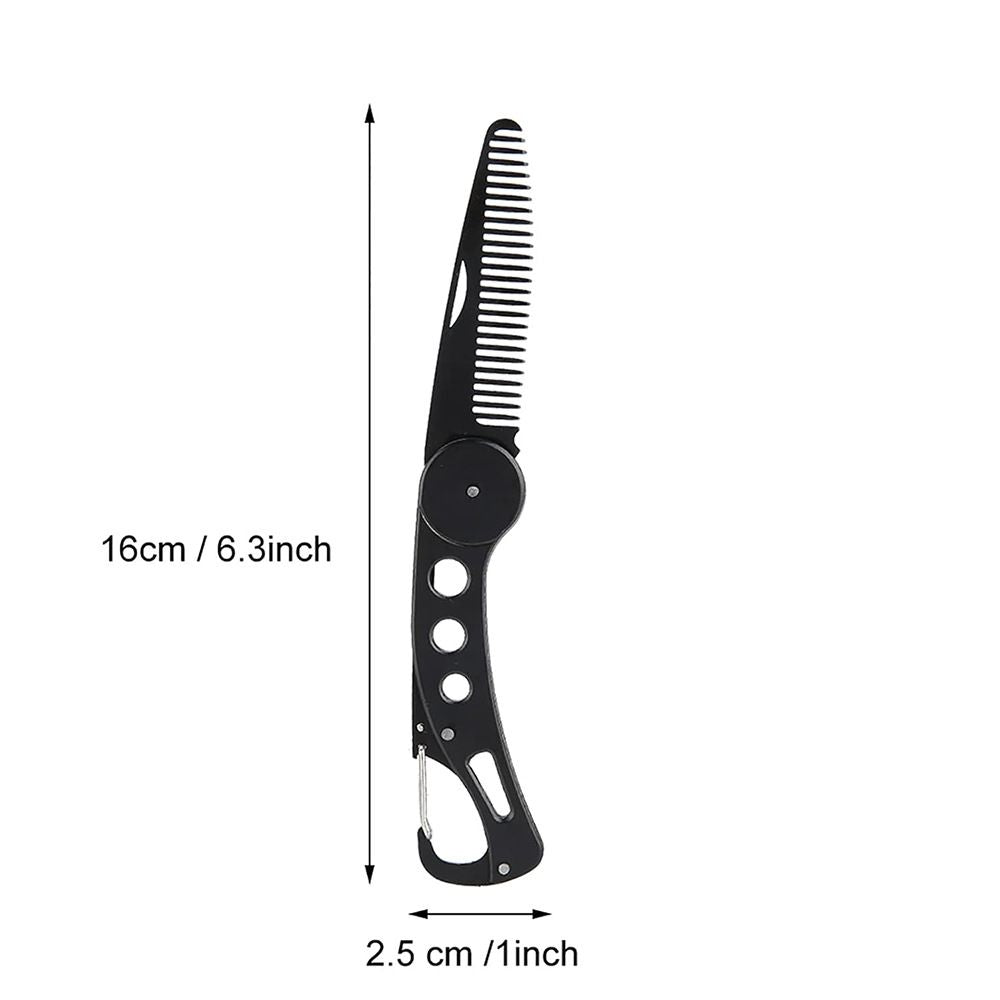 Beard comb for men, Stainless Steel Folding Beard Comb, Multifunctional Pocket Beard and Moustache Comb for Men Beard Styling