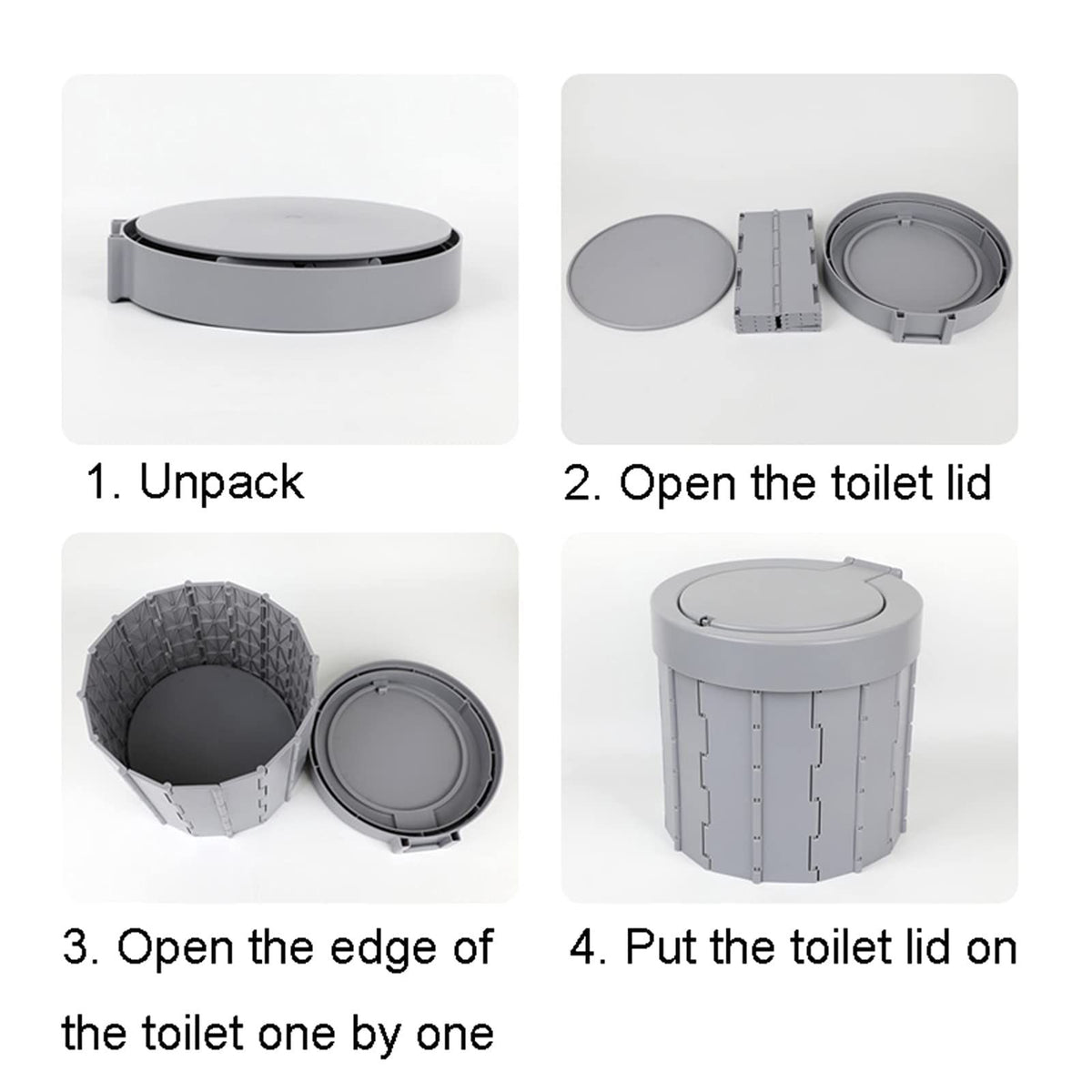 Premium Portable Toilet with Lid, Folding Car for Kids Adults Outdoor Travel Emergency Toilet for Camping, Hiking, Long Trips