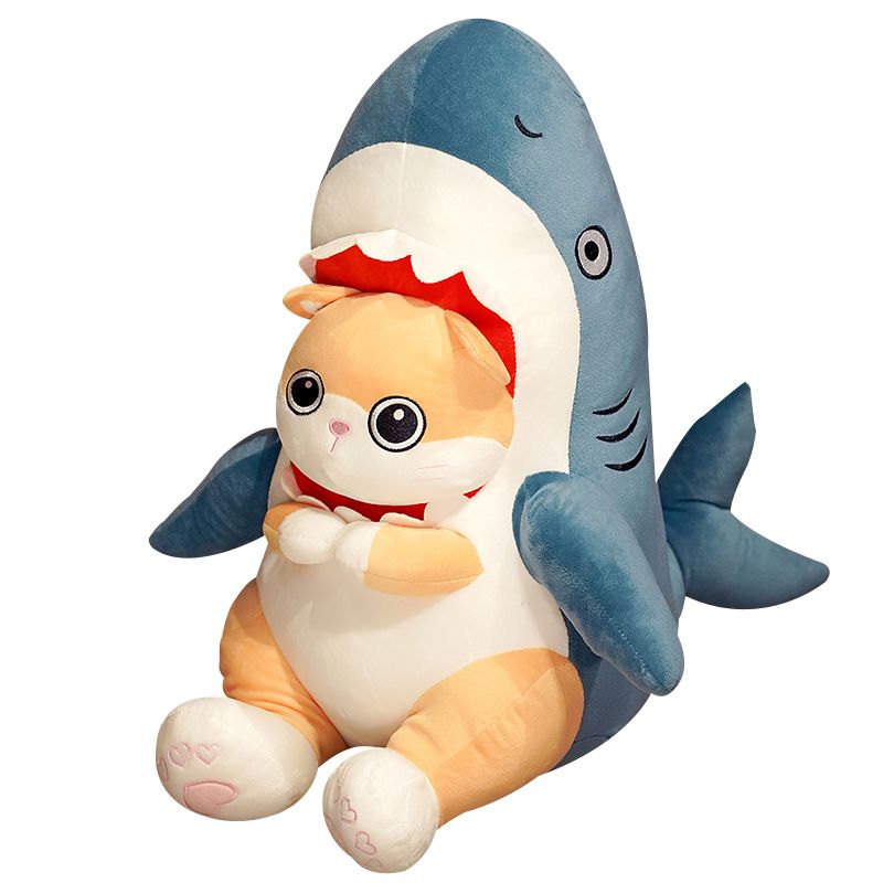 Soft Shark Corgi Dog Plush Toy, Cute Inu Shark Plushie Hugging Doll Plush Pillow Stuffed Animal for Girls and Boys (40cm) 2pcs
